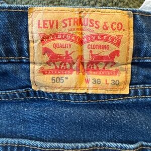 Levi's 505 Straight Leg Jeans in Dark Blue Denim